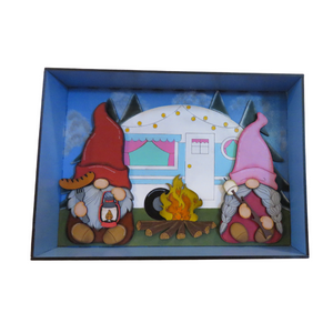 Gnomes Camping Shadow Box Decor