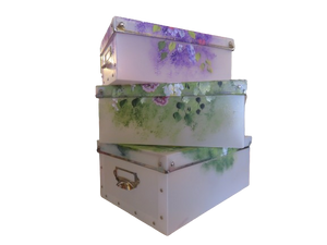 Storage Boxes Handpainted Floral Design